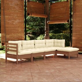 3096361 vidaXL Set mobilier grădină cu perne, 5 piese, maro miere, lemn de pin