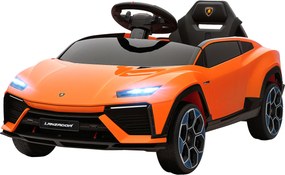 AIYAPLAY Mașină Electrică pentru Copii sub Licență Lamborghini cu Claxon și Telecomandă, 101.5x49x43 cm, Portocalie | Aosom Romania