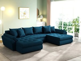 Colțar extensibil dumonde cu ladă de depozitare si sezut confortabil din spuma high-density, Loana U Enjoy Petrol 355x185 cm