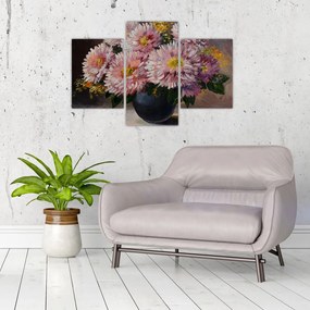 Tablou - Pictură în ulei, flori în vază (90x60 cm)