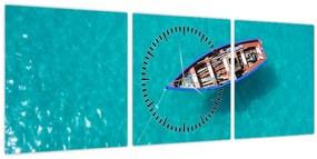 Tablou - Barcă de pescuit tradițională (cu ceas) (90x30 cm)