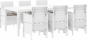 vidaXL Set de masă pentru grădină 7 pcs Alb Polipropilenă