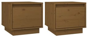 813402 vidaXL Noptiere, 2 buc., maro miere, 35x34x32 cm, lemn masiv de pin