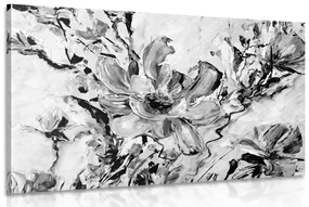Tablou florile verii pictate în design alb-negru