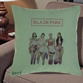 Perna Personalizata K-pop BLACKPINK Fotografie Grup Tinute Roz, 40x40 cm, Verde, Husa Detasabila, Perna Inclusa, BEKZ®