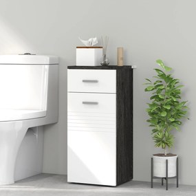 kleankin Dulap Baie din Lemn cu Sertar și Rafturi, Design Alb și Negru | Aosom Romania