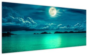 Tablou - Luna plină deasupra apei (120x50 cm)