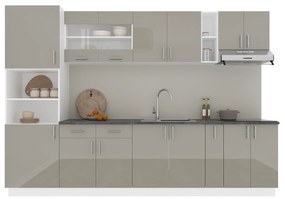 Set haaus V26, Gri Lucios/Alb, MDF, Blat Thermo 28 mm, L 300 cm