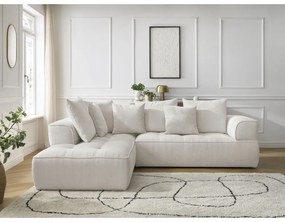 Colțar bej cu tapițerie din chenille (cu colț pe partea stângă/în formă de ”L”) Whesley – Bobochic Paris