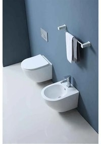 Set vas WC suspendat Fluminia Ricci Tornado spalare cu vartej 36 x 49 cm alb