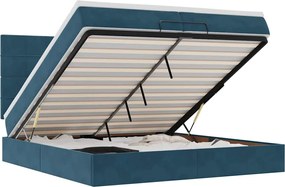 vidaXL Cadru de pat otoman saltele Albastru închis 200x200cm catifea