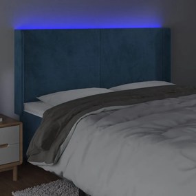 Tablie de pat cu LED, albastru inchis, 163x16x118 128cm catifea 1, Albastru inchis, 163 x 16 x 118 128 cm
