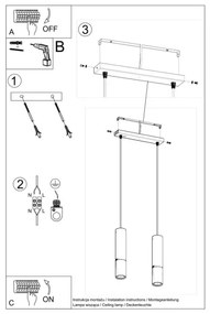 Lustră pe cablu LOOPEZ 2xGU10/40W/230V neagră/aurie Sollux SL.0953