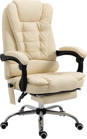 Vinsetto Fotoliu Pivotant și Ergonomic cu Masaj, Înălțime Reglabilă, 6 Puncte de Vibrație, 65x160x104 cm, Crem | Aosom Romania