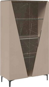 Vitrină lemn masiv Fidia 2 uși sticlă, 110 × 48 × 195,3 cm