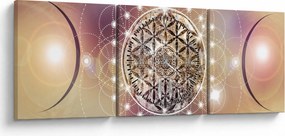 Tablou - Mandala cu elemente (cu ceas) (90x30 cm)