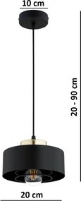 Brilagi - Lustră suspendată pe cablu SPRING 1xE27/60W/230V Ø20 cm negru/auriu