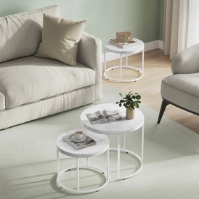 Set de mese de cafea MARLON 2 buc, decor marmura alba