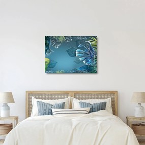 Tablou pe sticlă - Frunzele plantelor tropicale (70x50 cm)