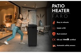 Șemineu de exterior pe gaz Planika Faro GAS 142x36 cm 8kW negru + capac de protecție