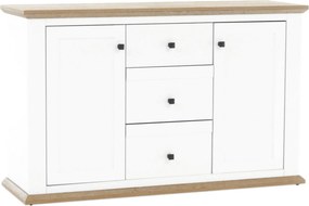 Comoda LEON MZ11, DTD laminat, alb/stejar grand, 140x45x87 cm