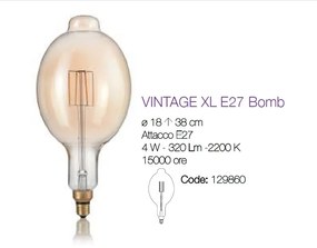Bec de dimensiuni mari, cu filament LED VINTAGE XL E27 4W BOMB 129860