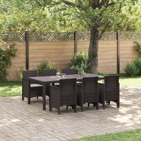 vidaXL Set de masă pentru grădină 7 pcs Maro Ratan Polt