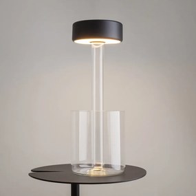 Lampa portabila cu baterii cu baza in forma de vaza AI design negru/ transparent