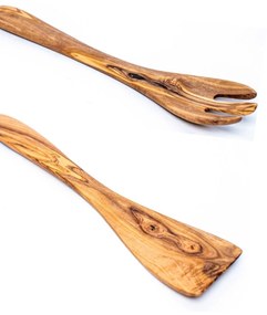 Set Catania spatula si furculita din lemn de maslin 25   30   35 cm