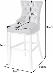 Scaun de bar stil baroc Castle Deluxe, gri