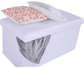 Taburet pliabil din piele ecologica alba, IMRA