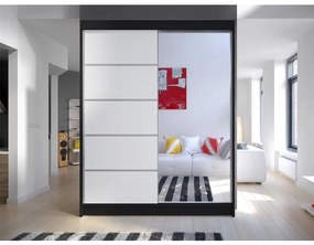 Dulap de haine Bianca III (Negru + Alb + oglindă) (iluminat LED RGB color). 1058780