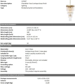 Candelabru dimabil design elegant Yara S, alama antica 115367 HZ