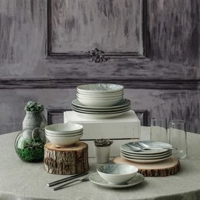 Set de veselă, 24 piese, porțelan, maro