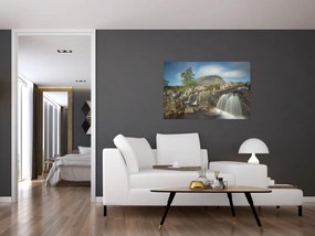 Tablou cu cascadele și munți (90x60 cm)