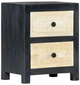 vidaXL Noptieră sculptată manual, gri, 40x30x50 cm, lemn masiv mango