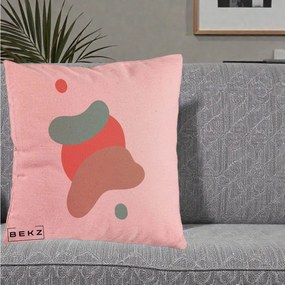 Perna Decorativa Abstract Forme Fluide Coral, 40x40 cm, Roz, Husa Detasabila, Perna Inclusa, BEKZ®