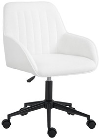 HOMCOM Scaun de Birou din Material Textil cu Înălțime Reglabilă, Scaun de Birou Pivotant cu Cotiere și Rotile, 58x58x83-93 cm, Alb | Aosom Romania