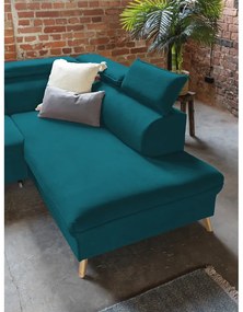 Colțar turcoaz extensibil cu tapițerie din catifea (cu colț pe partea dreaptă/în formă de "U") Sweet Harmony – Miuform