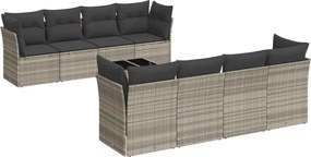 vidaXL Set canapele de grădină cu perne, 9 piese gri deschis poliratan