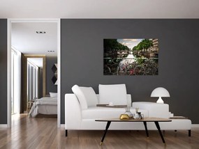 Tablou cu bicicleta în oraș (90x60 cm)
