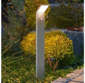 Brilagi - Lampă LED de exterior cu senzor RIANO, 8 W, 230 V, argintie, IP65, 80 cm