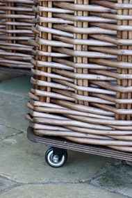 Set 2 coșuri decorative lucrate manual din ratan împletit natur, cu roți, 55x62x62 cm, „Panier"