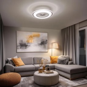 Plafonieră LED dimabilă cu ventilator Brilagi RONDA LED/48W/230V argintiu + telecomandă