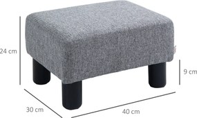 HOMCOM Otoman Stofă, Scaun Dreptunghiular Mic, Căptușit, pentru Living, 40x30x24cm, Gri | Aosom Romania