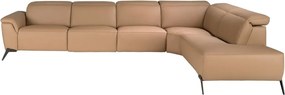 Coltar modular LUX design italian cu sezlong dreapta Piele Naturala, Brown