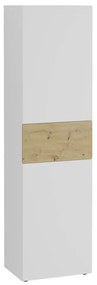 444219 FMD Dulap cu 2 uși, 54,5x41,7x199,1 cm, alb și stejar artisan