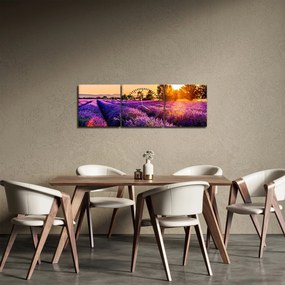 Tablou cu câmp de lavandă (cu ceas) (90x30 cm)
