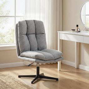 HOMCOM Fotoliu Rotativ de Living din Material Tip In, Fotoliu fără Brațe cu Șezut Spațios și Picioare din Metal, Gri Deschis | Aosom Romania