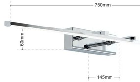 Aplica LED pentru tablou PUBLIO L-75cm alama antique
